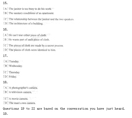 英语<a href=http://www.cetclub.com/cet4beikaoziliao/cet4tingliziliao/ target=_blank class=infotextkey>四级听力</a>练习素材