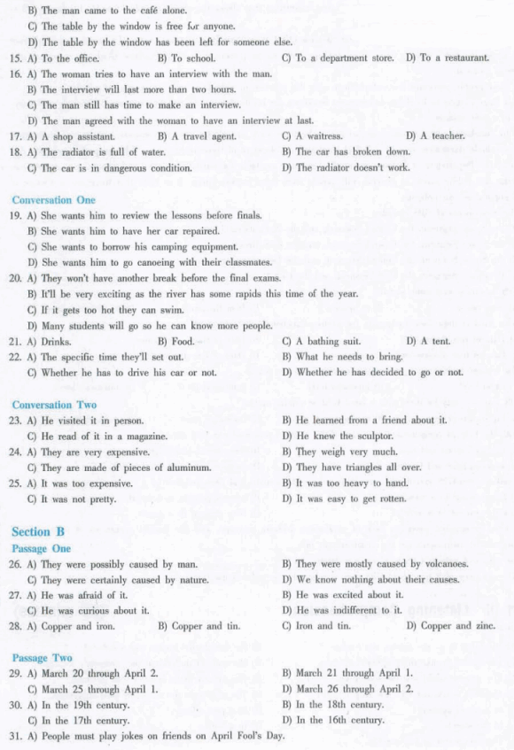 英语<a href=http://www.cetclub.com/cet4beikaoziliao/cet4tingliziliao/ target=_blank class=infotextkey>四级听力</a>训练 大学英语<a href=http://www.cetclub.com/cet4beikaoziliao/cet4tingliziliao/ target=_blank class=infotextkey>四级听力</a>