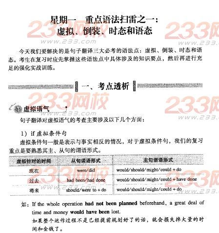 英语四级考试翻译语法扫雷:虚拟倒装时态和语态