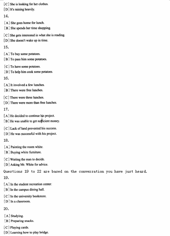 英语<a href=http://www.cetclub.com/cet4beikaoziliao/cet4tingliziliao/ target=_blank class=infotextkey>四级听力</a>练习题