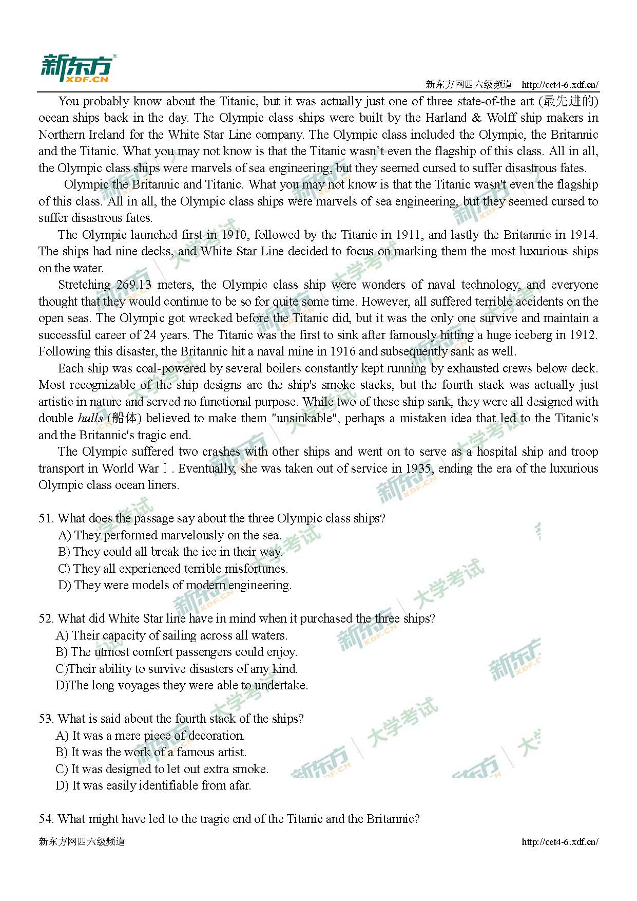 2018年6月英语<a href=http://www.cetclub.com/cet4beikaoziliao/cet4tingliziliao/ target=_blank class=infotextkey>四级听力</a>真题Section2 （51-55）