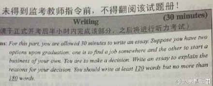 2016年12月四级作文题目：选择就业还是继续读书