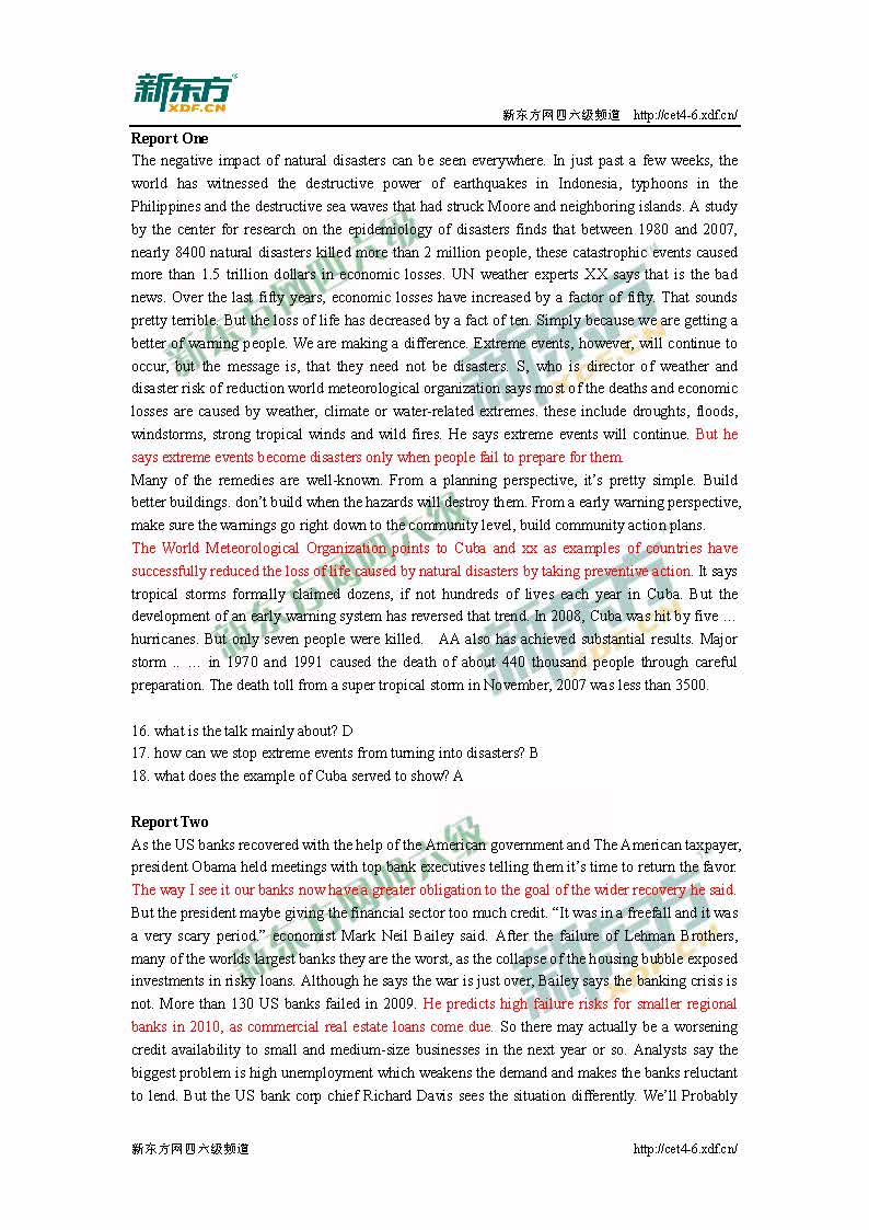 新东方：2016年6月英语<a href=http://www.cetclub.com/cet6beikaoziliao/cet6tingliziliao/ target=_blank class=infotextkey>六级听力</a>原文答案（讲座）