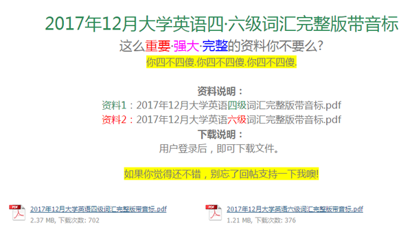 2017年12月大学英语<a href=http://www.cetclub.com/cet4beikaoziliao/cet4cihuiziliao/ target=_blank class=infotextkey>四级词汇</a>完整版带音标下载